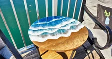 18" Epoxy Resin Ocean Table Top – Handmade Unique Furniture
