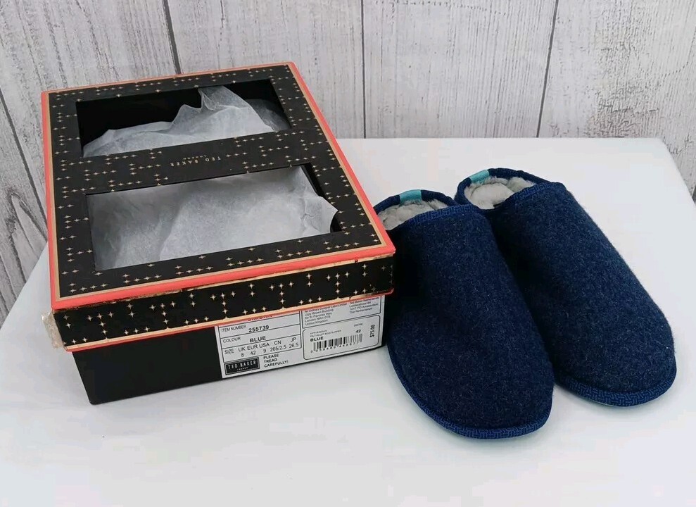 SAOLA Pantofole Ted Baker Simonn in feltro con suola mulet blu taglia 9 SH