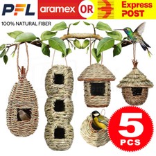 5PCS Bird Nest Breeding Nest Bed Box Grass Weave Canary Finch Budgie House AU