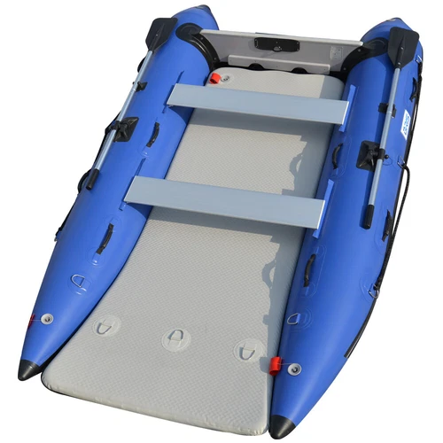 BRIS 11 ft Inflatable Catamaran Inflatable Boat Dinghy Mini Cat Boat Blue 