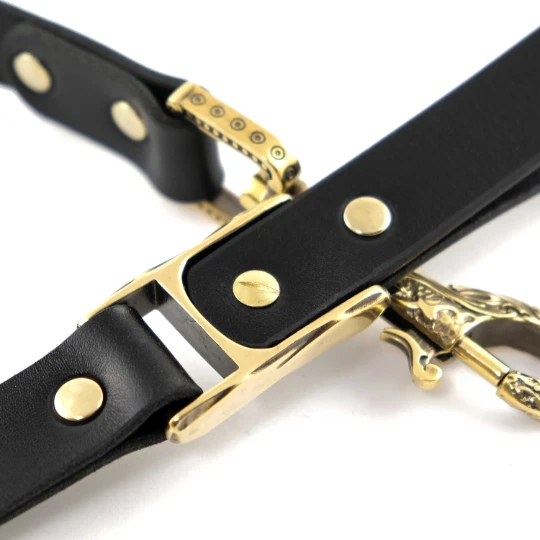 Correa larga de cuero para perro Odins lobos, correa con accesorios de latón estilo nórdico antiguo Foto 4 de 4