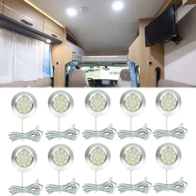 10X 12V LED Round Spot Interior Dome Ceiling Light For RV Boat Camper