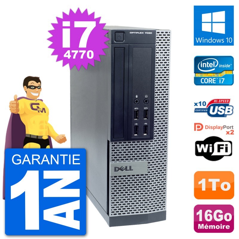 PC Dell Optiplex 7020 SFF Intel i7-4770 RAM 16Go Disco Disk 1To