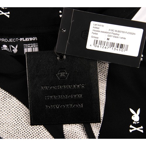 PHILIPP PLEIN x PLAYBOY Crystals Logo Bunny Hoodie Sweater Black White 08368 - Picture 9 of 9