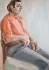 European gouache painting man portrait