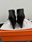 HERMES BLACK CALF LEATHER POINTED TOE PULL ON LOW WEDGE ANKLE BOOTIES SIZE 39 — photo 7