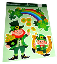 St. Patrick's Day Window Clings LUCKY LEPRECHAUN'S RAINBOW LUCKY COINS