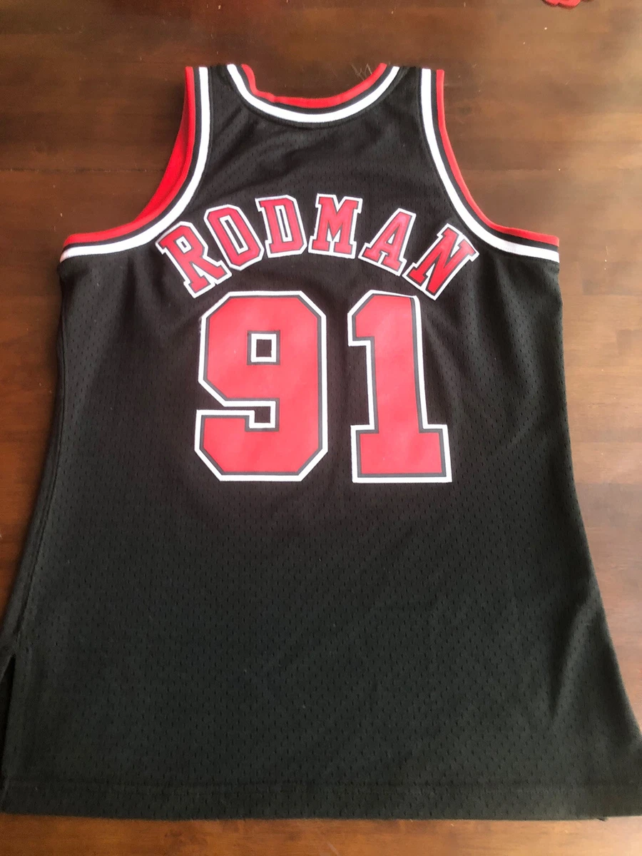 Men's Chicago Bulls Dennis Rodman #91 Nike Black Swingman Jersey