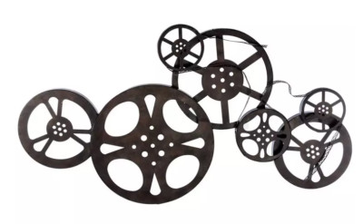 Antique Bronze Movie Reel Metal Wall Decor Vintage Retro Cinema Theater Large