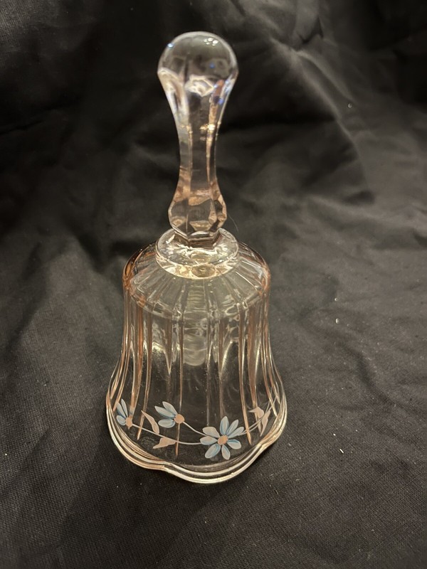 Vintage cherry blossom Pink Fenton Art Glass Bell  Hand Painted Flowers
