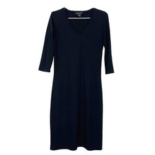 Vintage 90s Y2K Express Dress Size 3 / 4 Small Black V-Neck 3/4 Sleeve Capsule