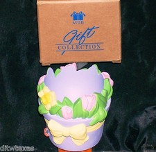 Avon Ceramic Easter Egg Holder Basket W/Bow & Flower Design Original Package
