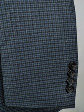 Ralph Lauren Blazer Sport Coat Mens 48R Blue Charcoal Gray Gingham Check Plaid