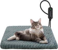 Heated Cat Bed Waterproof Cat Heating Pad W/ Timer Temperature Adjustable Small