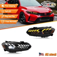 Pair FULL DRL LED Headlights For Honda Civic 2022-2025 Sedan Hatchback Animation