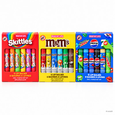 Lippenbalsam 6er Set Read My Lips Pepsi Skittles M&M's Varianten