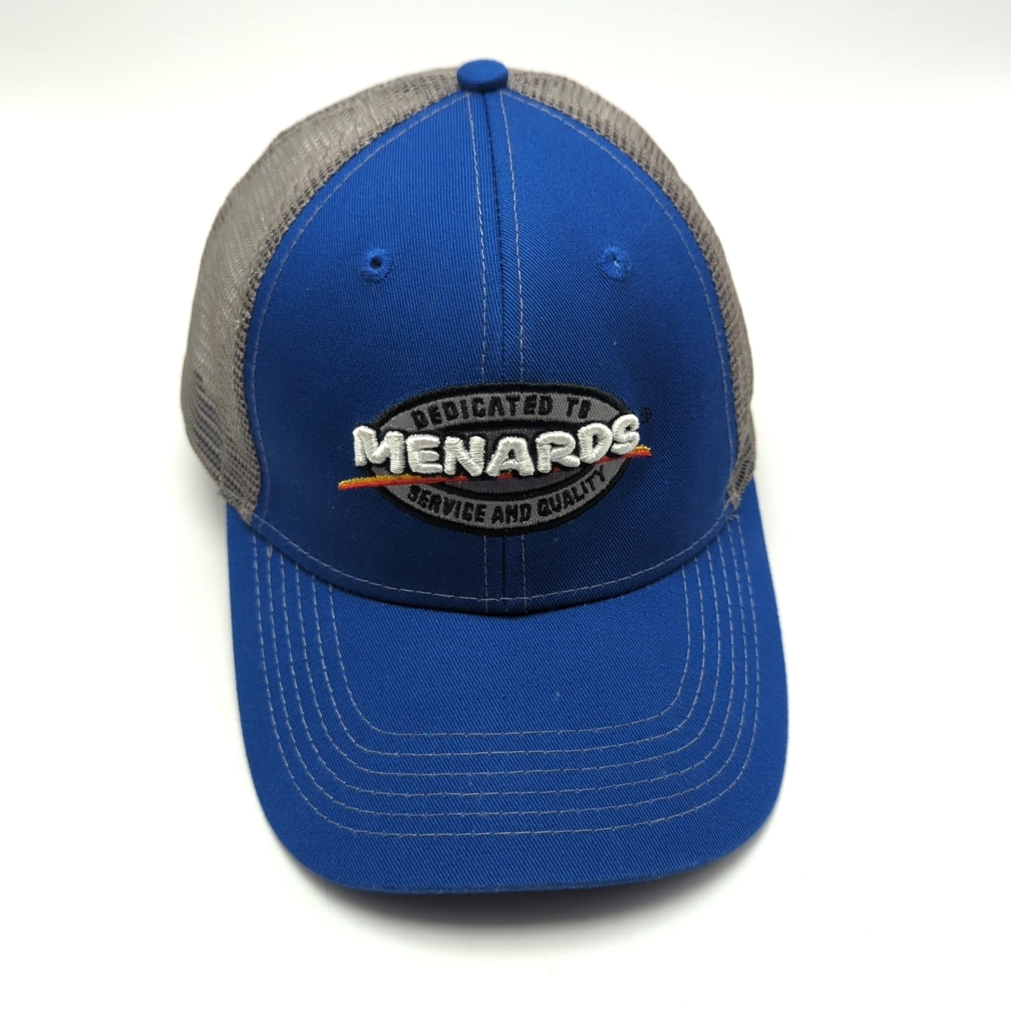 Menards hat blue gray adjustable snapback cap mes… - image 2