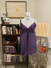Victoria's Secret Purple Satin Chiffon Babydoll Lingerie Size Small Y2K
