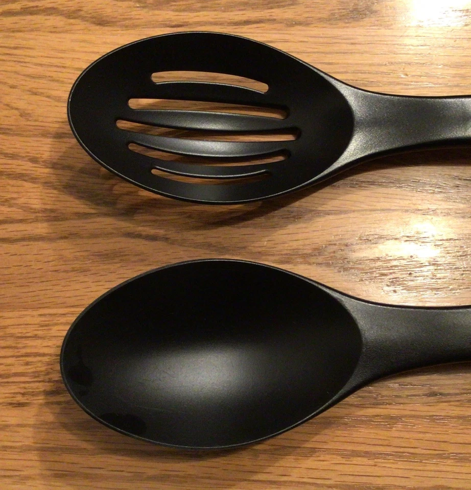 Calphalon Slotted and Solid Serving Cooking Spoon Black Nylon Gray Silicone Lot - Image 2 of 4
