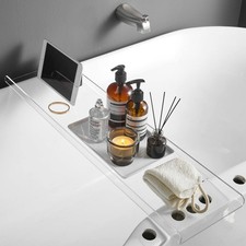 Clear Bathtub Tray Caddy, Bath Tub Rack Shelf, Luxury Bathroom Organizer Tabl...