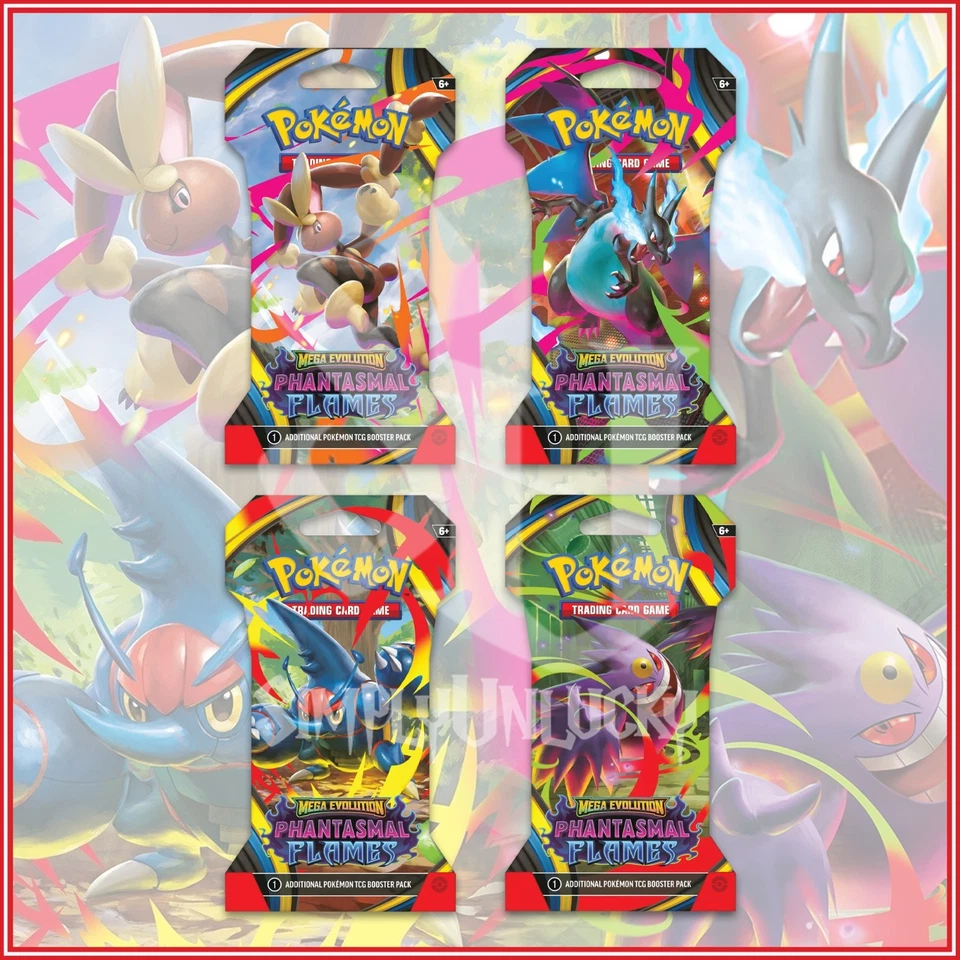 Pokemon TCG: Mega Evolution Phantasmal Flames Sleeved Booster 4 Arts Ships 11/14