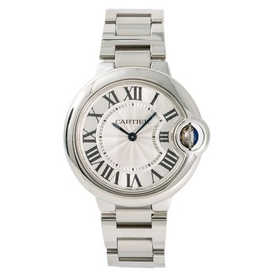Cartier Ballon Bleu W6920084 SS Silver Dial Quartz Ladies Watch 33mm