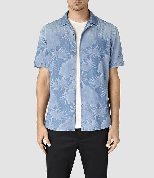 Men AllSaints Shirt Blue 40 /L / 48
