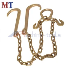 5/16" X 2' G70 Tow Chain J-Hooks V-Chain Flatbed Truck Rollback Wrecker Carrier