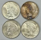 4x Peace Silver Dollar Lot 1922-D 1923-P Rainbow Toned 1925-P BU Lamination 1923