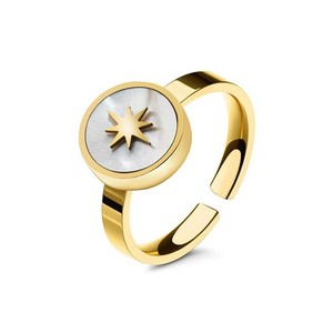 Authentic Waterproof No Tarnish Gold Plated Gemstone Stainless steel Open Ring YC28