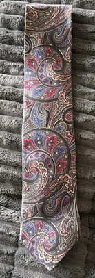 Robert Talbott Best of Class Mens Silk Paisley Tie Blue Purple Gold USA Made