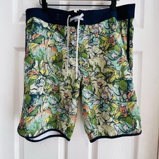 William Murray Golf Swim Board Shorts Size 36 Green Animal Print