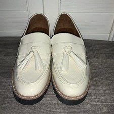 FRANCO SARTO Women  s Ivory Carolynn Patent Leather Tassel Loafers Size 9 NWOT