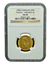 1888 A Germany Prussia FRIEDRICH III 20 Mark Gold NGC AU 58