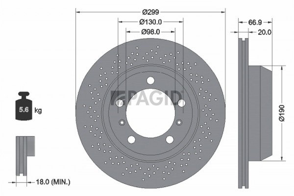 2X Pagid Bremsscheibe 54653NC FüR Porsche Cayman 981 Boxster 987 718 982 982120-image