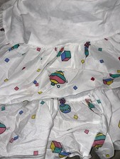 1996 Warner Bros Gerber Baby Looney Tunes Crib Dust Ruffle Skirt Rattle Blocks