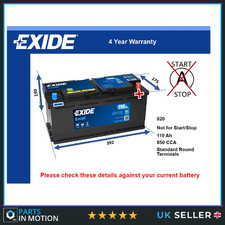 Battery fits INFINITI FX30 QX70 EX30 M QX50 Q70 5.0 3.0D 2010 on Exide 020 850A