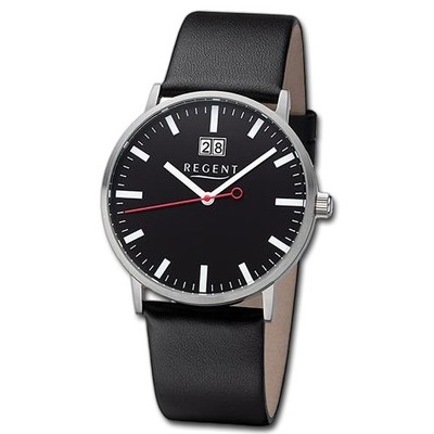 Regent Herren Armbanduhr Analog Lederarmband schwarz URF1265