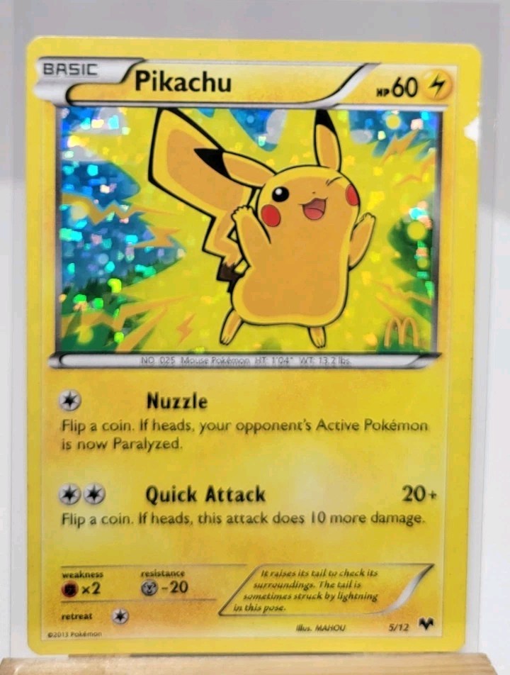 2013 Pokemon card Pikachu 5/12 holo McDonald in MP/DMG