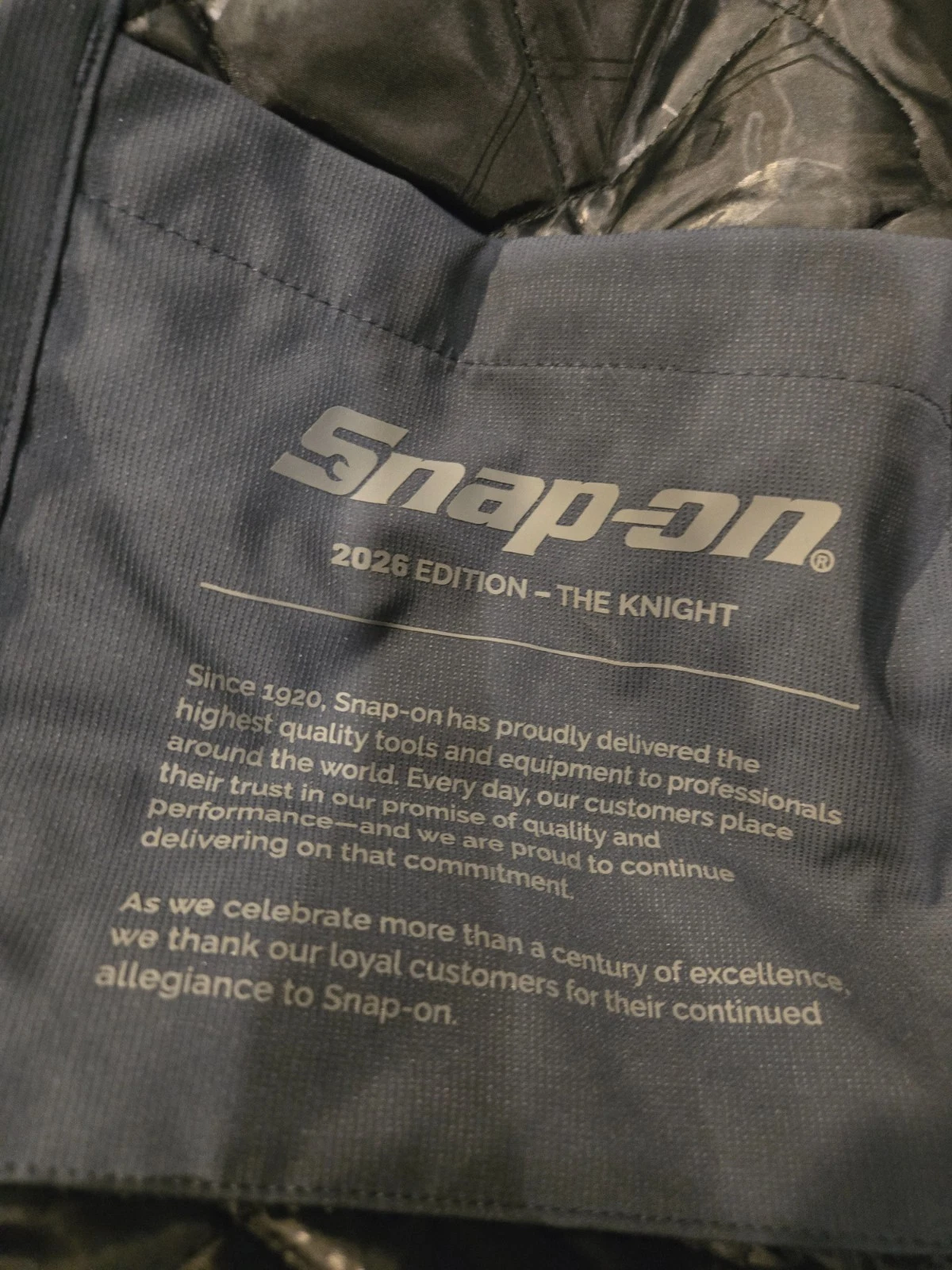 SNAP ON 2026 “The Knight” Padded Jacket w/Interior Tool Design - product detail image 5