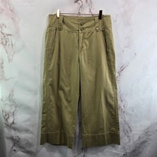 Sundance Pants Womens 6 P Brown Wide Leg Crop Tan Linen High Rise Chino Courant