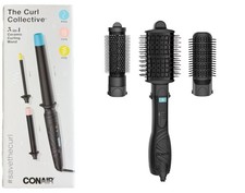 Conair Blowout Kit The Curl Collective 3-in-1 Interchang Oval Round Paddle Brush