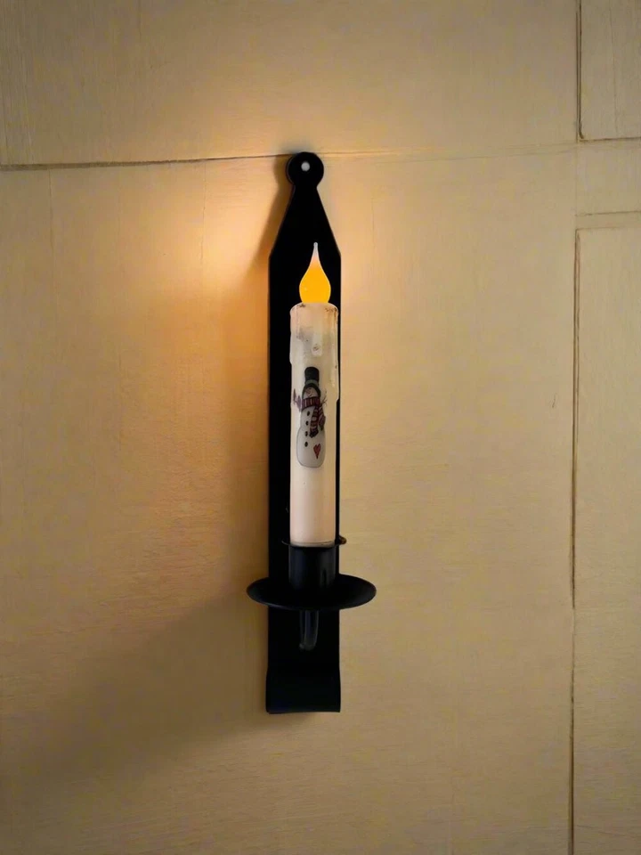 Primitive Handcrafted USA Rustic Black Iron Wall Sconce - Image 2 of 4