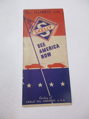 NOS Vintage Skelly Illinois State Highway Gas Station Travel Road Map~Box E