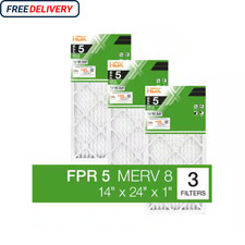 14 x 24 x 1 Standard Pleated Air Filter FPR 5, 3-Pack, Air Filters Replacement