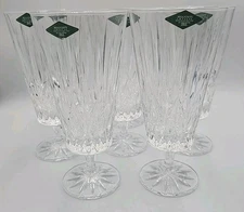Caitlin by Godinger Set of 8 Shannon Crystal Iced Tea  Goblets Glasses No Chips 