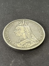 1891 Queen Victoria Jubilee Head Silver Crown Circulated British Coin