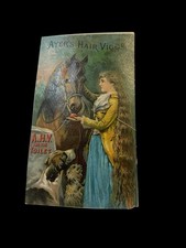 Victorian Ayer's Hair Vigor Trade Card AHV Woman Horse Dogs Chromolithograph
