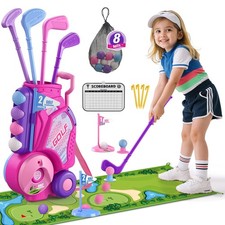 Toddler Golf Set 2-4 Years, Kids Golf Club with 8 Balls, 4 Plastic Clubs, Puttin