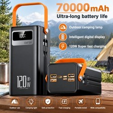 70000mAh Power Bank 120W Portable Charger External Battery for Cell Phone 7 Port